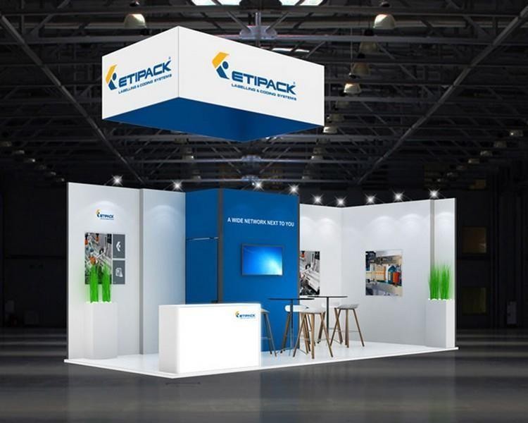 3D concept render of a branded exhibition stand