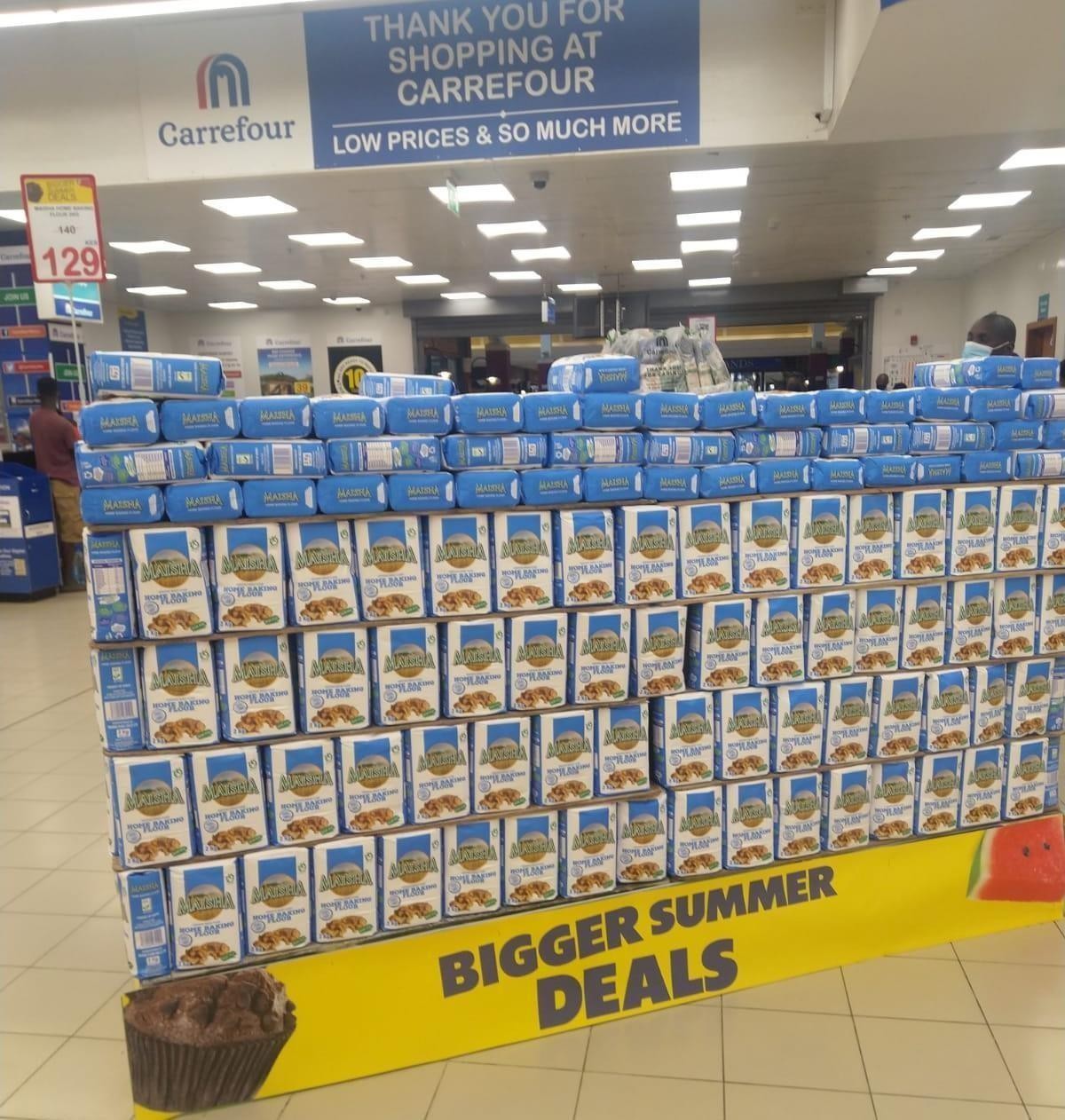 Branded promotional product display in a Carrefour supermarket